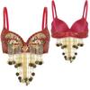 Women Music Festival Club Dancing Costume Shiny Belly Dance Bra Tops Tassel Sequined Costume Carnival Outfit Dancewear