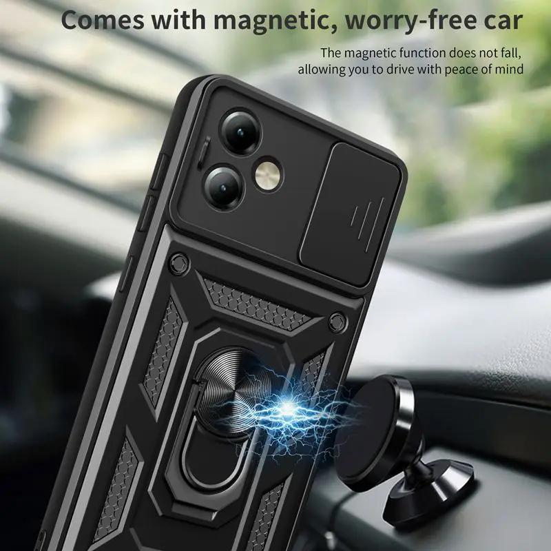 Armor Case For Motorola Moto G14 G54 G73 G53 G23 G52 G22 G32 G62 G200 G100 Cover Lens Protection With Ring Magnetic Holder Coque