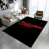 Red Cannon Wheel Logo on Black Background Patterned carpet a non slip rug suitable for all seasons and any setting, gift
