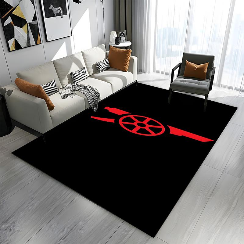Red Cannon Wheel Logo on Black Background Patterned carpet a non slip rug suitable for all seasons and any setting, gift