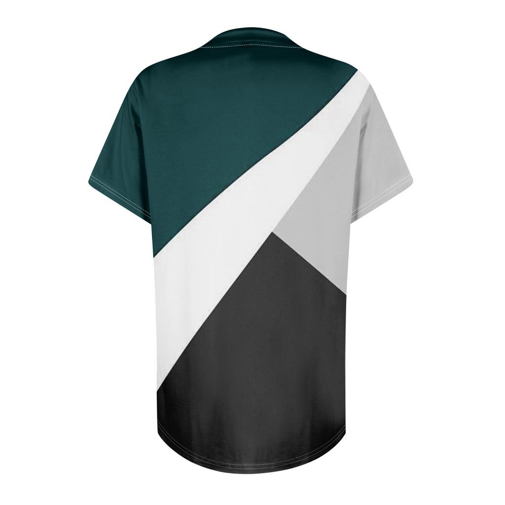 Women's Short Sleeve Casual V-neck Chest Pleated Printed Loose T-shirt Top