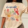 Vintage Aesthetics Italian Market T-shirt Summer Sardine Seafood Cute La Dolce Vita Gourmet Shirt Women's Relaxed Vacation