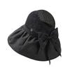 Bow Wide Brim Bucket Hat Sunscreen Vinyl Sun Hats Simple Woven Empty Top Cap  Summer