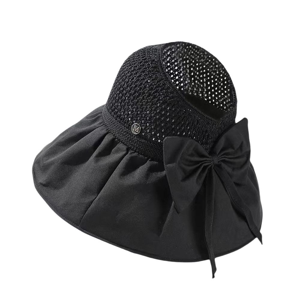 Плетеная пустая шляпа-панама с бантом, защита от солнца, виниловая, повседневная, с широкими полями, для пляжа