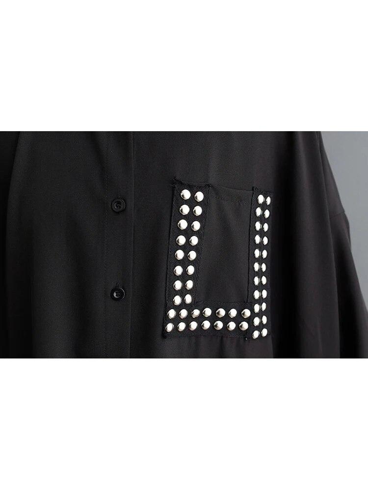 XITAO рубашка с украшением в виде заклепок, асимметричный женский повседневный свободный топ с рукавами «летучая мышь» DMJ4025