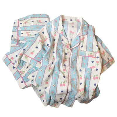 Новый комплект из трех предметов женской пижамы с короткими рукавами, комплект домашней одежды для девочек, хлопковая облачная новая пижама, простая ветровая пижама, домашняя одежда