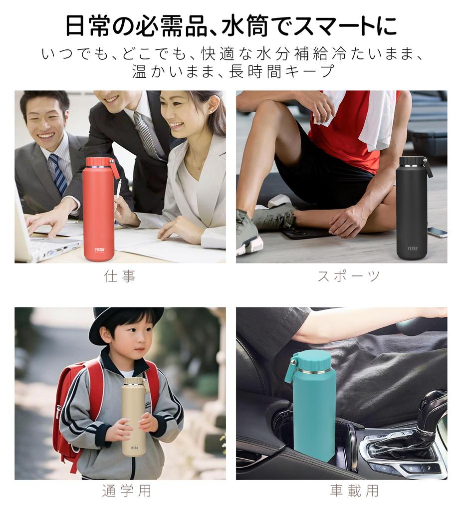 Бутылка для воды из нержавеющей стали TYESO 710 мл большой вместимости с вакуумной изоляцией, двухстенная, с широким горлышком, ультраизолированная, изоляция для горячих и холодных напитков,
