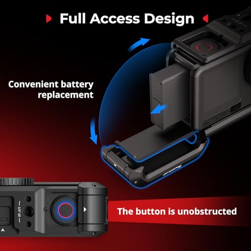 Клетка SmallRig для DJI Osmo Action 6 (Расширенное издание), Клетка для камеры из алюминиевого сплава с креплением для холодной вспышки, ремешком на запястье, крышкой для объектива, защитной рамой с резьбой 1/4"-20