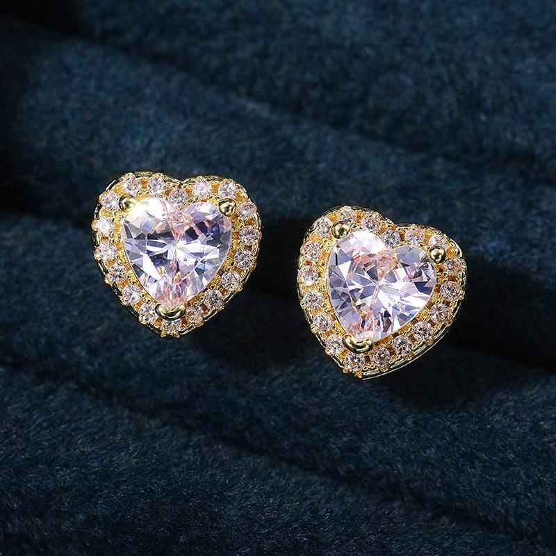 Huitan Fashion Contracted Heart Stud Серьги гвоздики женские ослепительные кубические цирконии женские серьги любви подарок заявление ювелирные изделия распродажа