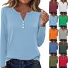 Women's Casual And Fashionable T-shirt, Solid Color, Round Neck, Long Sleeves.