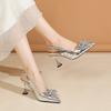 Fashion Fashion Crystal Bowknot Women's High Heels Summer Slingbacks Dress Women Pumps Sexy Pointed Toe High Heels Shoes Ladies Sandals