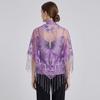 Butterfly Lace Hollow Scarf Polyester Mesh Scarves Elegant Tassel Triangle Shawl  Church