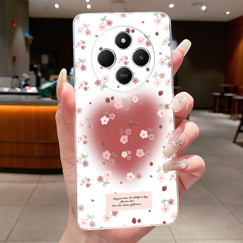 Чехол для Xiaomi Redmi 14C 14R Capa Цветок Бабочка Корпус Телефона Redmi A3 Pro 4G A4 5G Funda Мягкий Силикон Прозрачный ТПУ Чехол