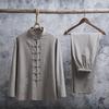 Мужской ретро костюм в китайском стиле Тан: Молодежная льняная одежда Zhongshan в стиле ханьфу на осень
