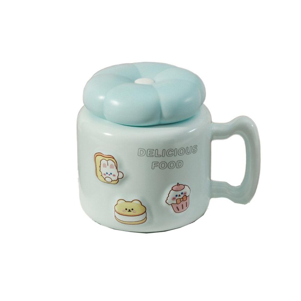 with Handle Ceramic Coffee Cup Heat-resistant Water Cup with Lid Cartoon Mirror Mug  Office
