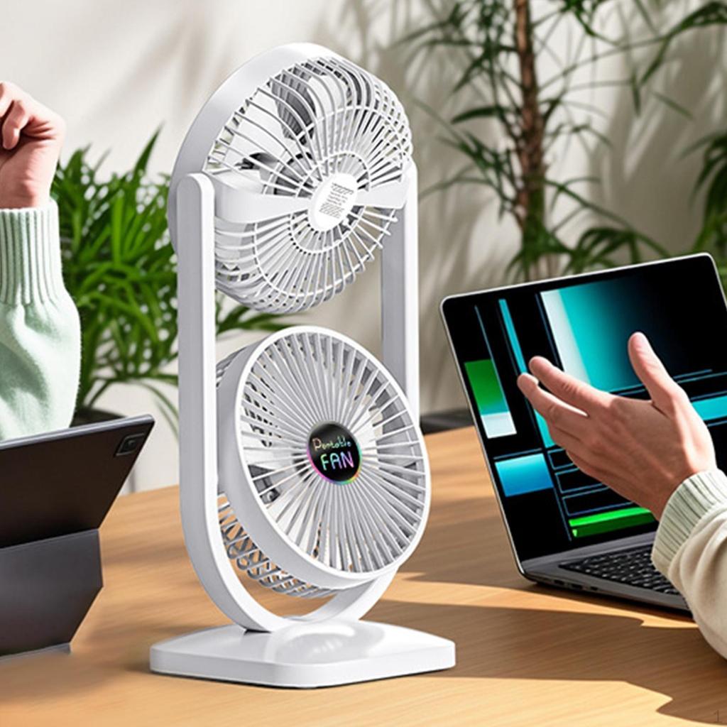 Desk Fan 3 Speeds Lightweight Double Head Electric for Bedroom Office Kitchen Home Dorm
