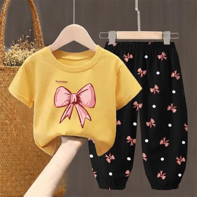 2Pcs/Set Summer Sets Children's Clothing Girls Kids Toddler Clothes Cute Fashion T-shirt Top + Pants Baby Girl Clothes