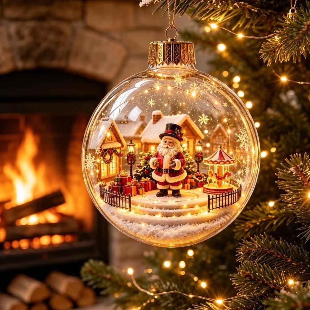 8cm Christmas Ball Ornament Acrylic Snowman Crystal Ball Xmas Hanging Decoration Holiday Ornament