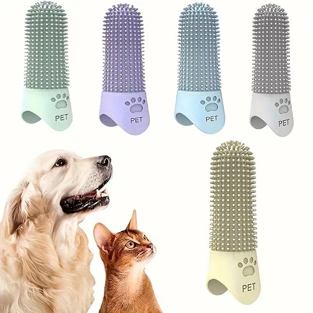 1Pcs 360° Finger Toothbrush Soft Tooth Cleaning Tool Durable Pet Finger Brush for All Breeds