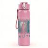 1PC Dual winged female band print 750ml colorful plastic sports water bottle leakproof pop up lid with straw for outdoor work home use