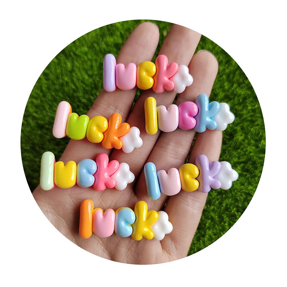 Lovely LUCK Letter Resin Mini Charms Flatback Stickers for Nail Art Ornaments Diy Accessories