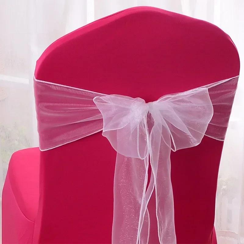 25Pcs Chairs Sashes for Wedding Chair Covers Chair Bow Sashes Chairs Ribbons for Party Ceremony Wedding Chair Decoration