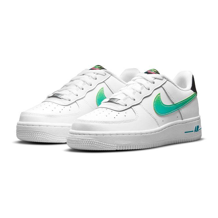 Nike Детские кроссовки Air Force 1 LV8 1 GS белые аквамариновые черные Green-Strike DJ5154-100