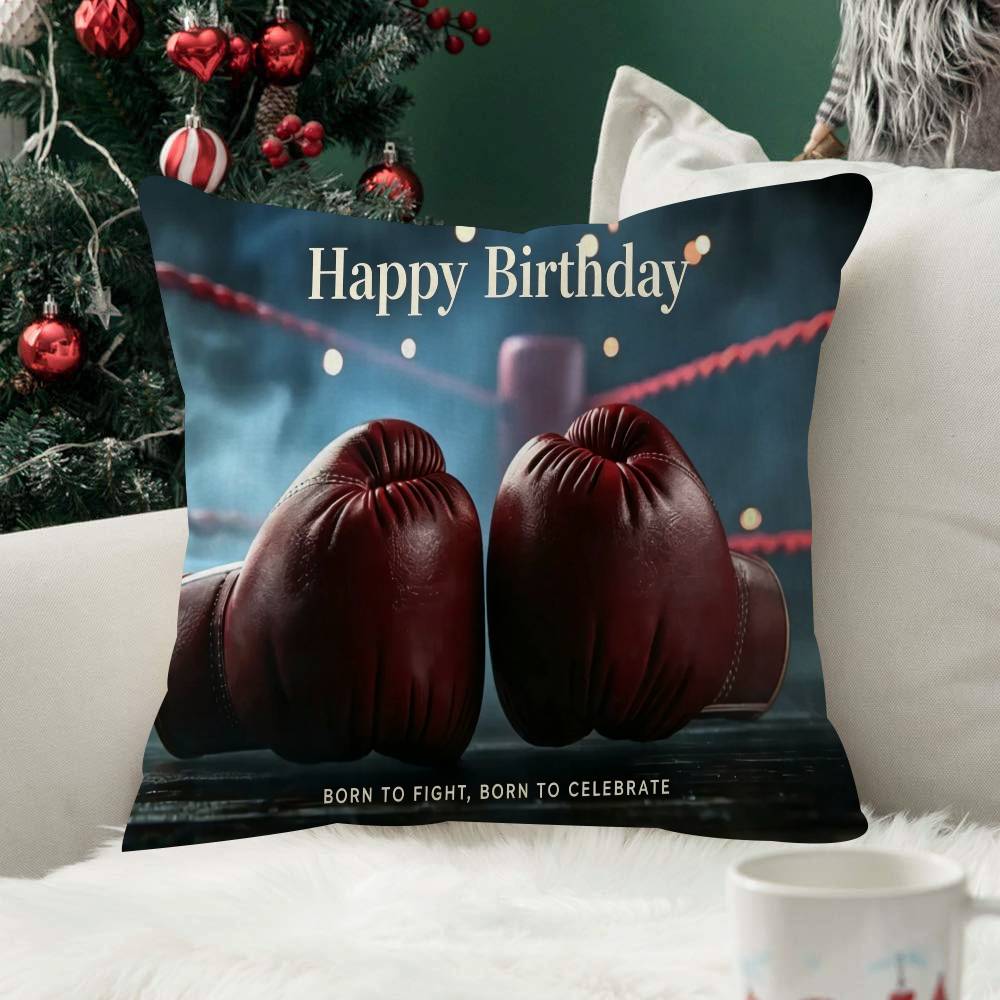 Boxing Theme Birthday Cushion Cover Inches Farmhouse Decor Home Throw Pillow Covers For Couch Decorations