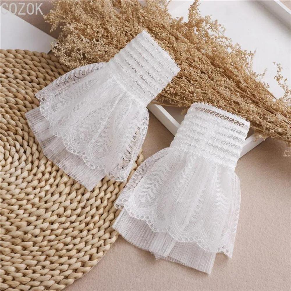 DIY Detachable Cuffs Cuff Extension Embroidery Lace Daisy Fake Sleeves Elastic Wild Wrist Pleated Organ Lolita Fake Sleeves