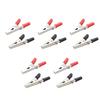 Set of 10 Alligator Clips, Test Clamps, 55mm, Electrical Test Clamps, Metal with Plastic Handles, for Work (5 Black + 5 Red)