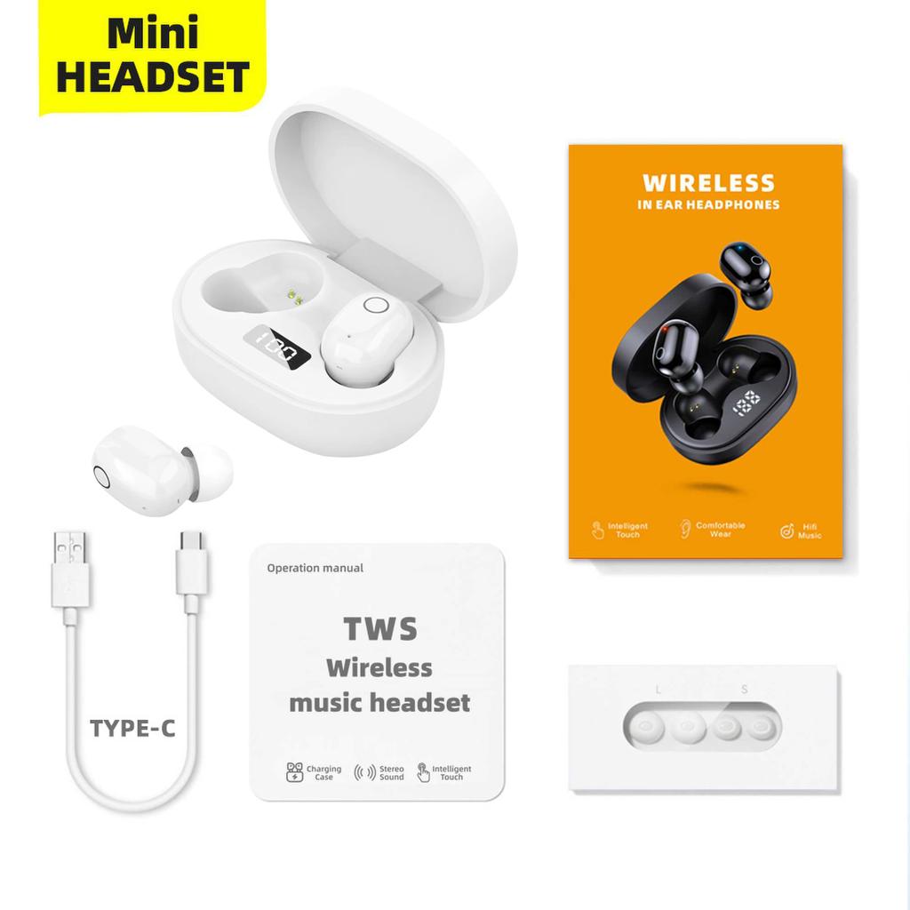 Digital Display Mini TWS Wireless Bluetooth Earbuds In-Ear Unisex Macaron Earphones Sports Waterproof