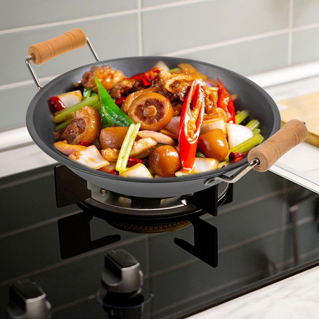 Frying Pans Nonstick with Lid Stainless Steel Griddle Work Thickened Pot Paella Metal Cooking Wok