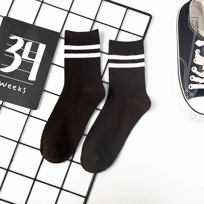 Полосатые коммерческие мужские носки с параллельными брусьями, модные средние носки-трубочки, 1 пара спортивных хлопковых носков для мальчиков