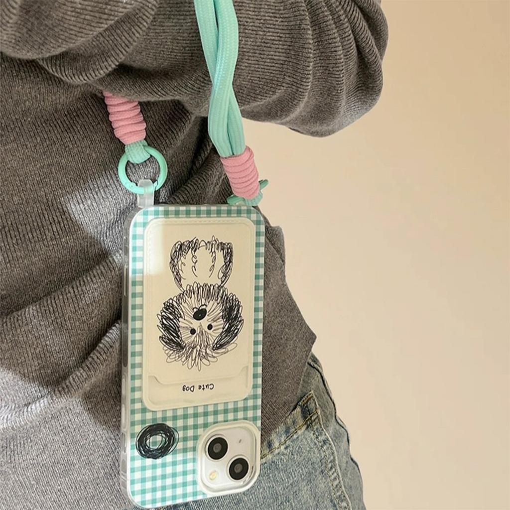 Lanyard Card Holder Mobile Phone Case Line Puppy Domestic Android for For Huawei NOVA for Honor 90 Creative Internet Celebrity Case