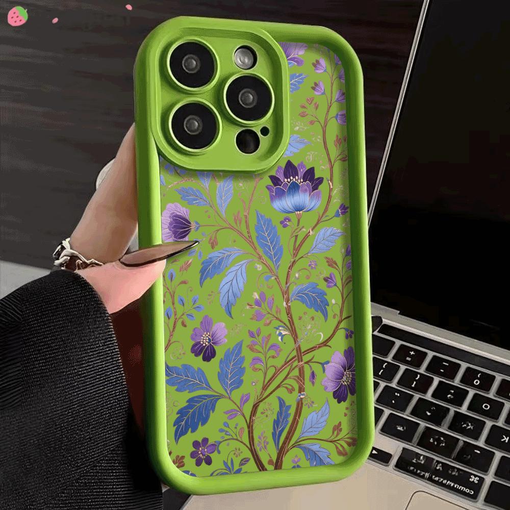 Сине-фиолетовый цветочный узор Чехол для телефона для IPhone 14 15 16 Plus 13 12 11 16 Pro Max 12 Mini XS Max Защитная крышка из ТПУ