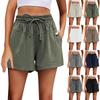 Women's Elastic Waist Solid Color Casual Pocket Shorts High Waist Slim Fit Sports Women's Pants