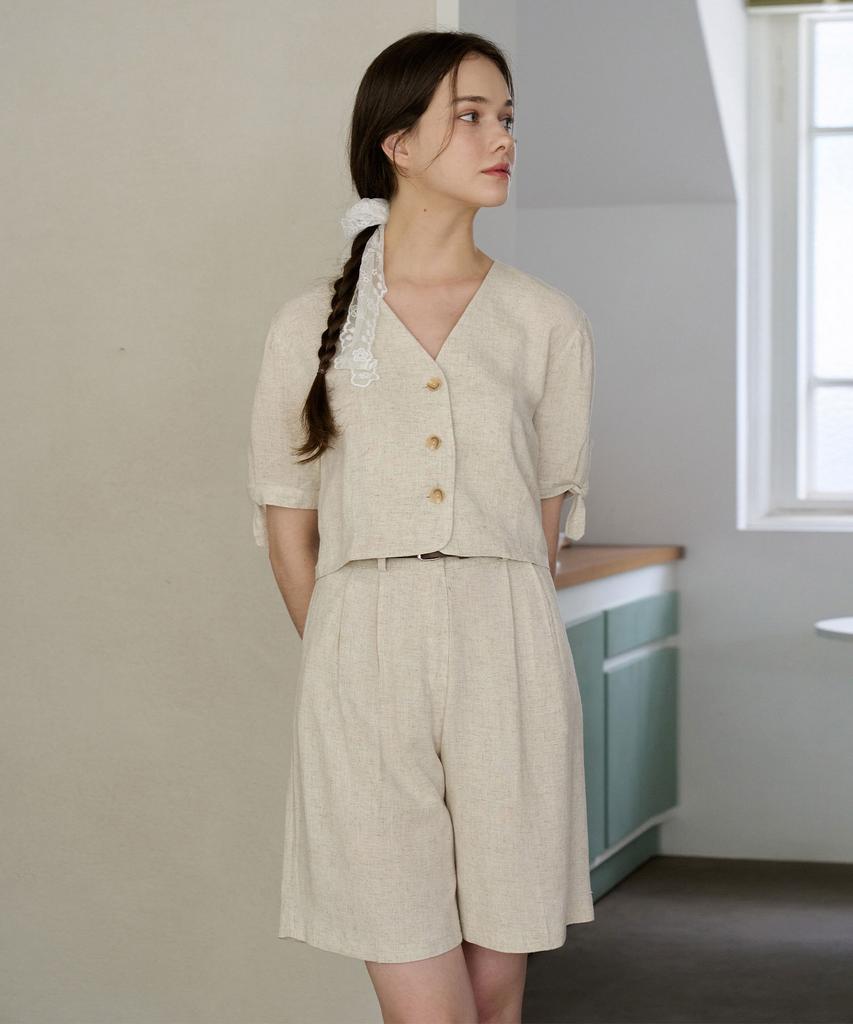 BIBYSEOB Linen Bermuda Pants Beige [T42]