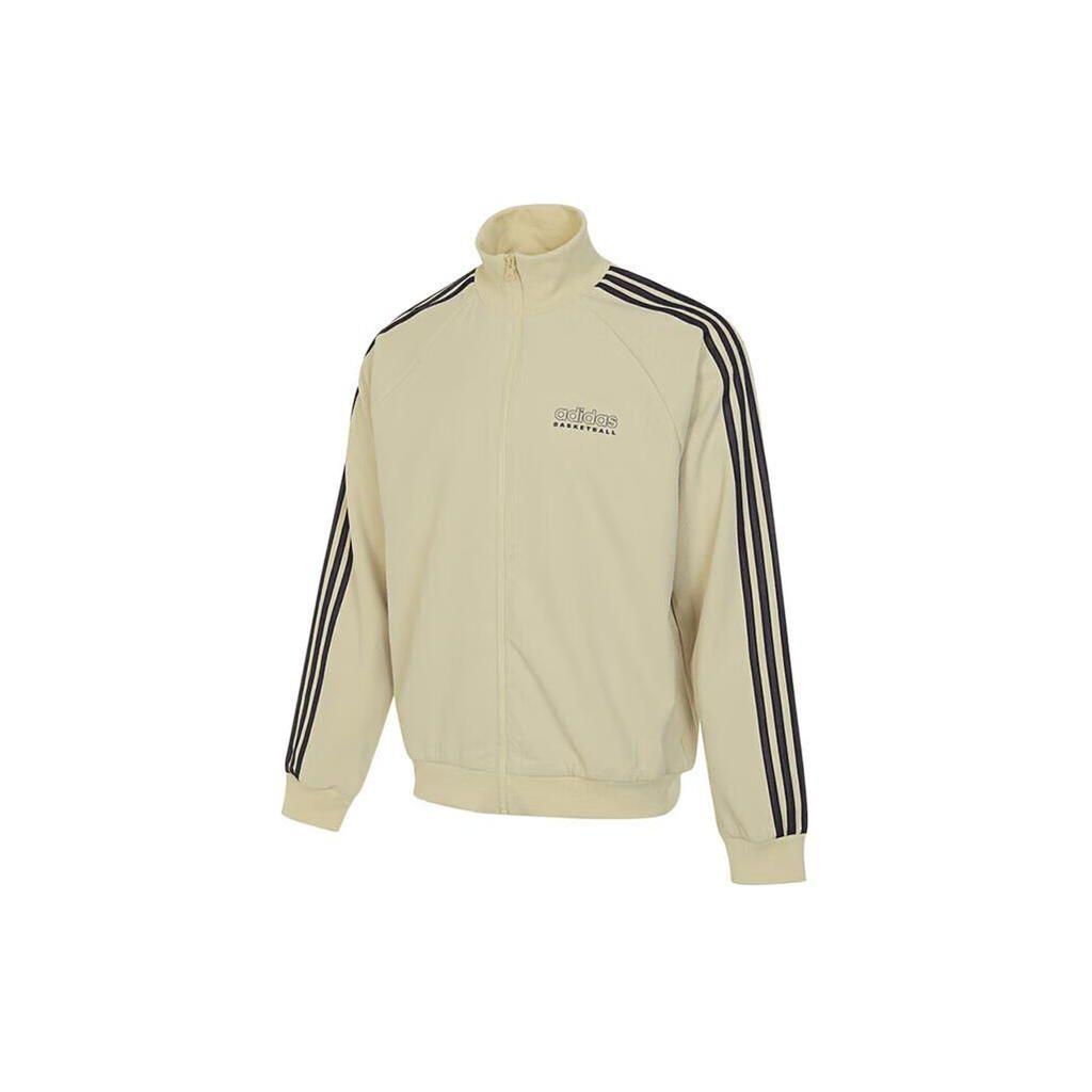 Adidas Side Stripe Casual Sports Zip-Up Stand Collar Long Sleeve Jacket Men Jackets Apricot IR9255