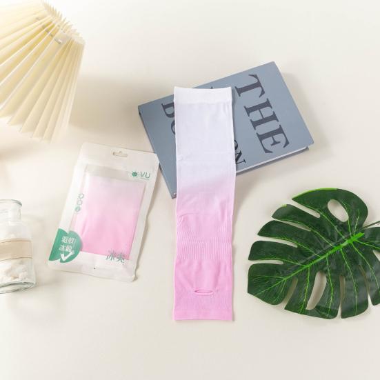 1 Pair Summer Ice Silk Arm Sleeves Gradient Color UV Sun Protection Breathable Elastic Men Women Outdoor Cycling Fishing Long Cooling Arm Cover