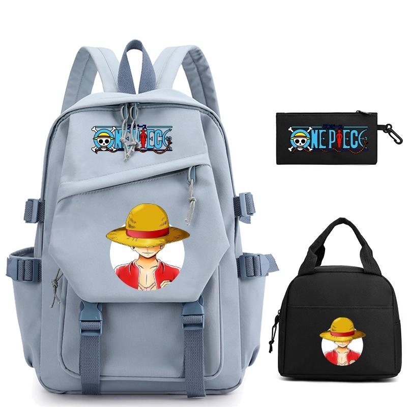 3 шт./компл., цельный нейлоновый рюкзак в стиле аниме с сумкой для обеда для девочек и мальчиков, школьный рюкзак для мужчин и женщин, дорожная сумка для отдыха