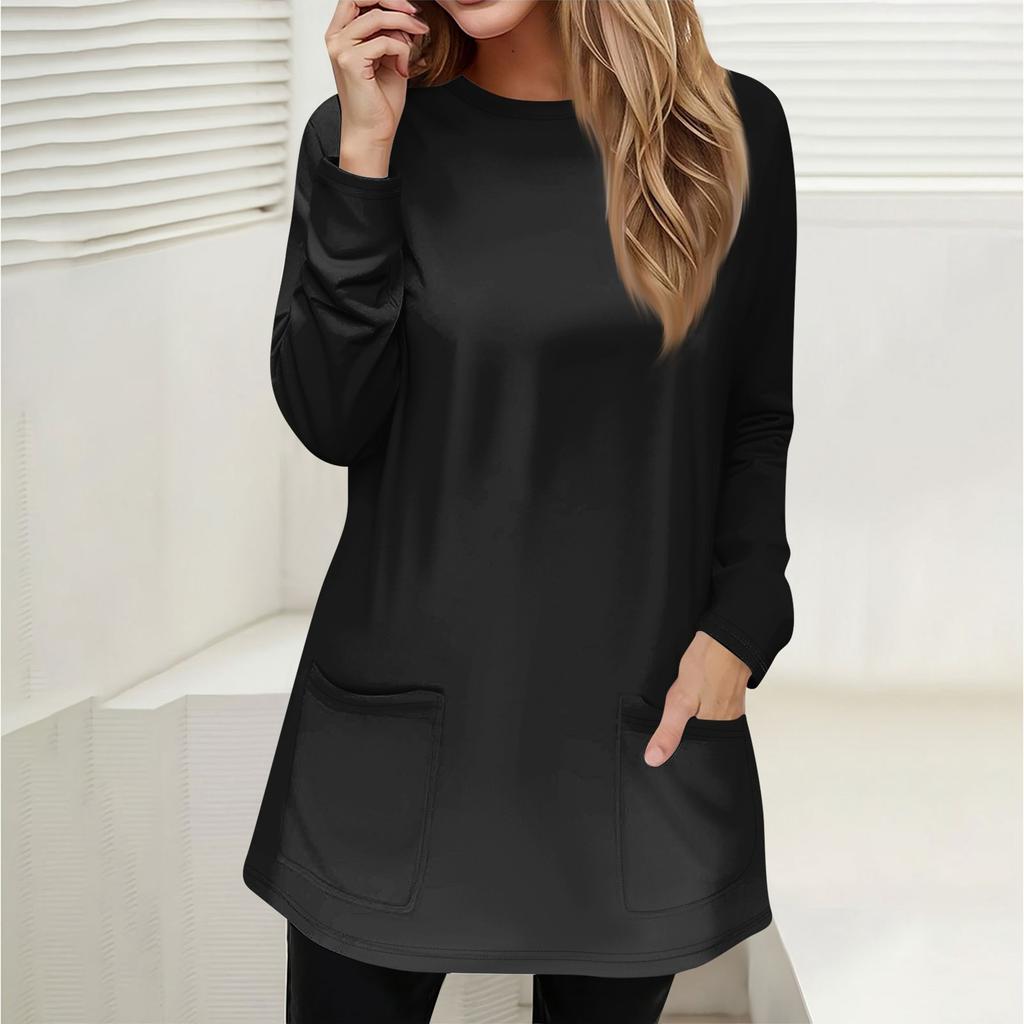 Женская толстовка, пуловер, спортивная одежда, карман, принт, повседневный топ с круглым вырезом и длинными рукавами