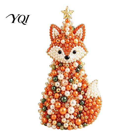 Christmas Gift for Craft Lovers Animal Themed Beaded Tree DIY Kit, Cute Bead Easy Set Beginners Handmade Set, Desktop Ornament Kids Adults Project