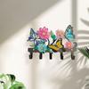 Butterfly Flowers Wall Mount Key Hook with 5 Hooks, Iron, Decor Keys Holder, Hanger for