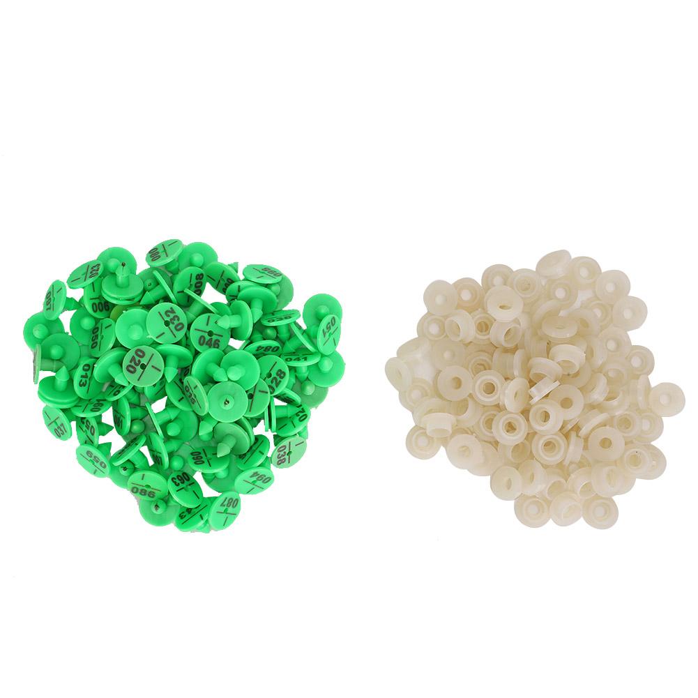100pcs 0.7in Ear Tag Signs Marker Livestock Supplies for Rabbit Fox Mink Number Animal IdentificationGreen