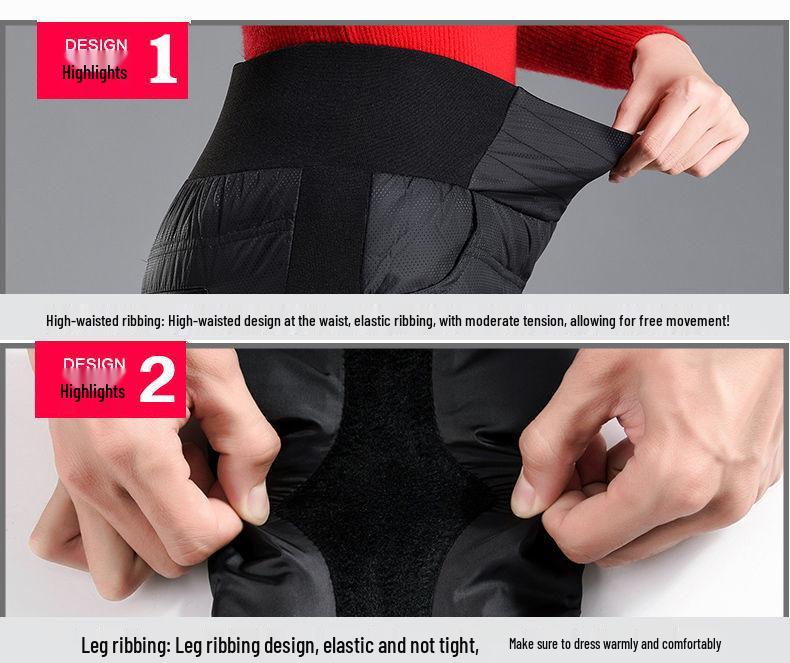 Женские утепленные пуховые брюки с высокой посадкой - Приталенный крой, Большой размер, На флисовой подкладке, Теплая зимняя одежда для женщин среднего и пожилого возраста