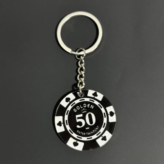 6 шт. Брелок для покера, подвеска для украшения сумки, полированное металлическое кольцо, легкий акрил