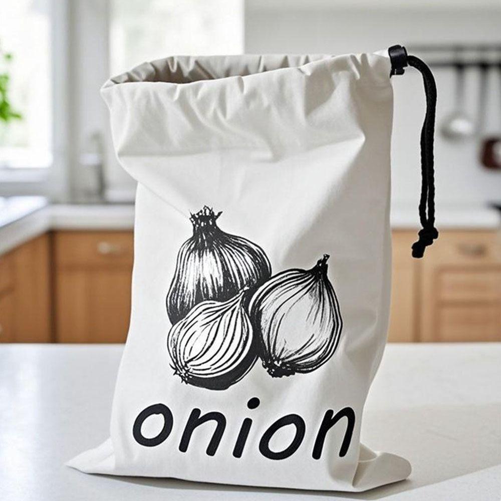 Drawstring Vegetable Storage Bags Reusable Canvas Bag Portable Onion Potatoes Storage Bag