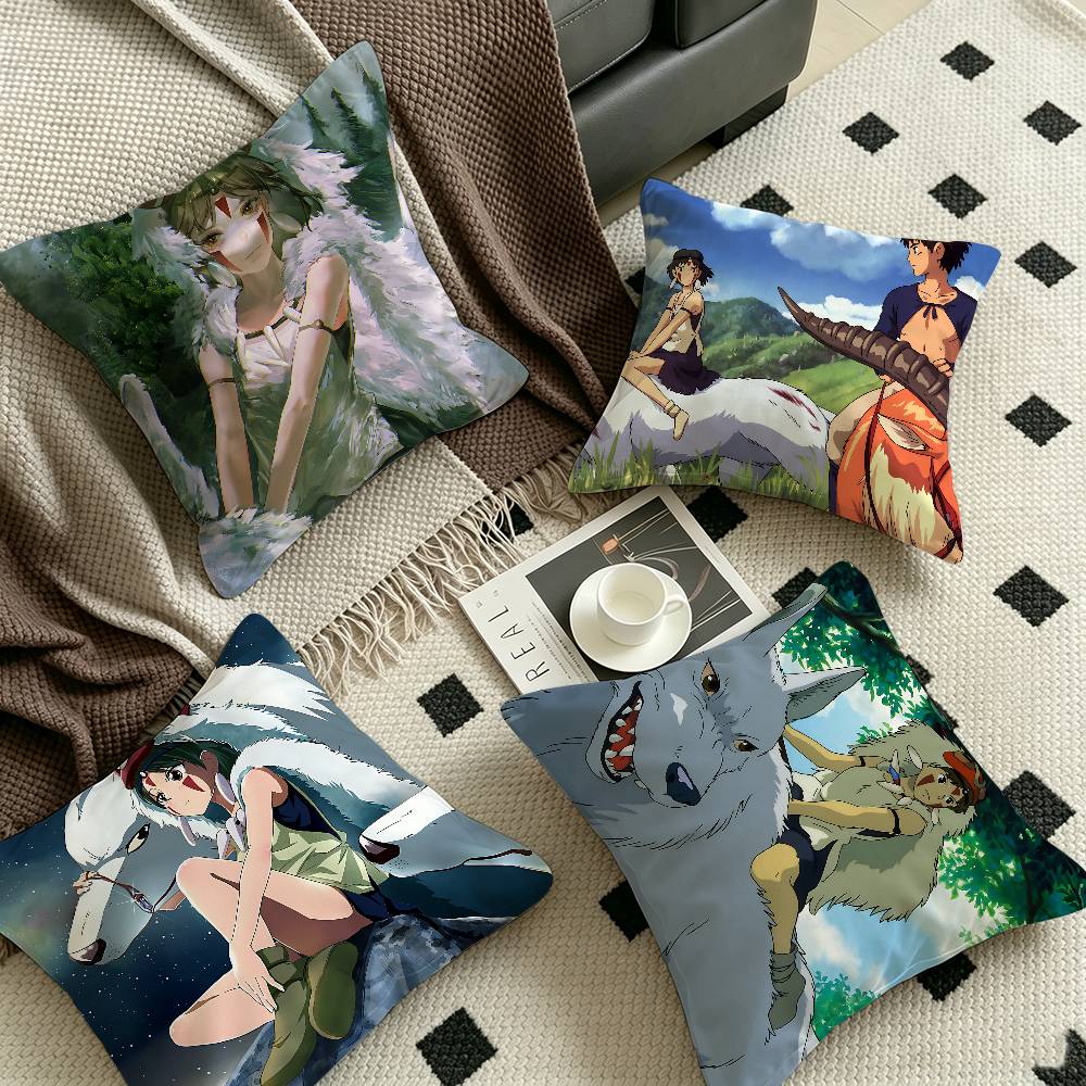 Anime PPrincess MMononoke Pillow Cushion Cover Pillowcase Living Room Sofa Home Decor Customized