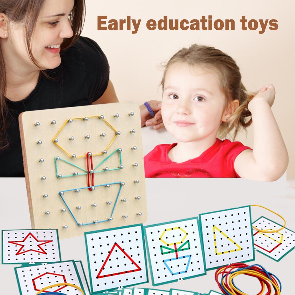 Wooden Geoboard Motor Skills Toy Matrix 8x8/7x7 Early Development Toy for Kids 3 Years Old and Up Gift for Boys and Girls