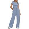 Women's Set Summer Short-sleeved Pleated Top Casual Sweatpants